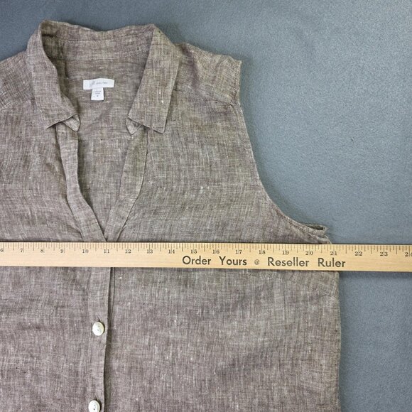 J Jill Love Linen Shirt Womens Medium Brown Sleeveless Button Front Tunic Top - Picture 6 of 10
